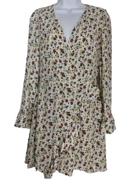 ZARA TRF Cream Floral Ditsy Wrap Dress Playsuit Jumpsuit Romper Size S 8 10