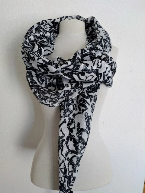 Châle Foulard Jean Paul Gaultier En Voile De Coton Noir - Occasion