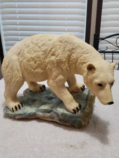 Polar Bear Figurine Walking On Ice 14 Inch Long 10 Tall Resin