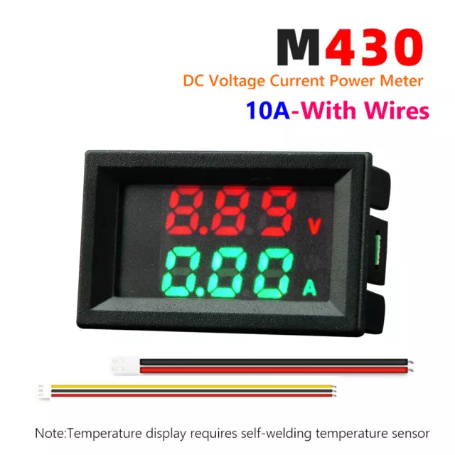 DC0-100V Amp Volt Gauge Dual LED Digital Voltage Current Meter (Red Green 10A)