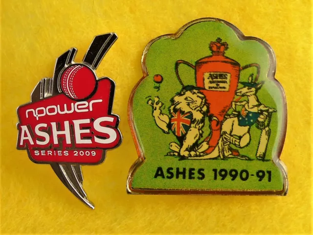 2 Ashes Tour Australia England Cricket Pin Badges 1990-91