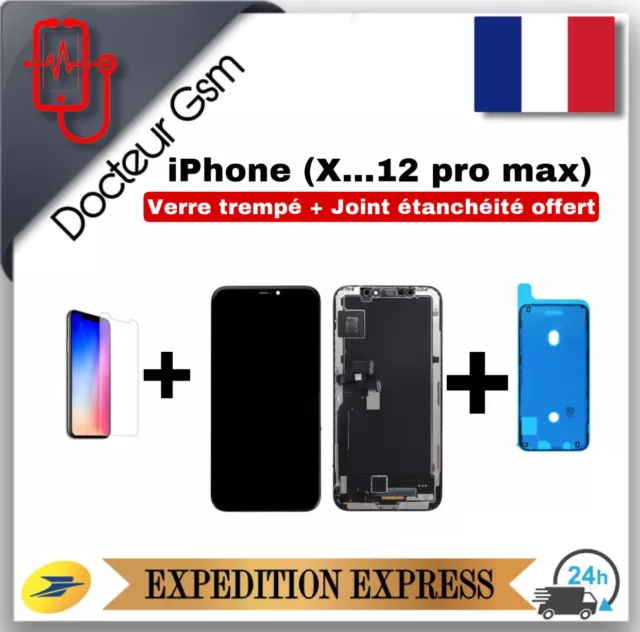 Ecran pour iPhone X/XR/XS MAX/11/12 Pro Max/12 Mini : Vitre tactile + OLED  / LCD