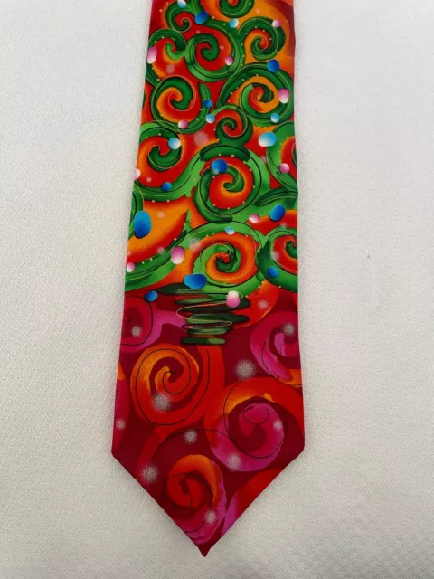 J Garcia Snail Garden Collection Sixty Red Silk Necktie