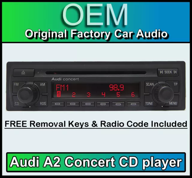 Audi A2 Cd-Player Audi Concert Stereo Kopf Einheit Lieferung mit Radio Code