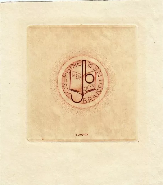 Exlibris Bookplate Copperplate Hubert Woyty-Wimmer 1901-1972 Book Initials