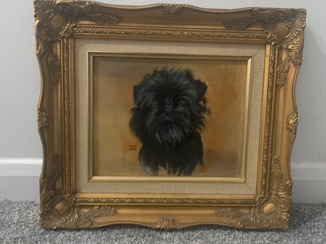 Vintage British AFFENPINSCHER Original Artwork Oil Paintings 2/2 Janet Brook