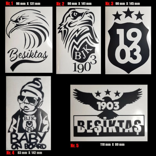 Adesivo Auto Besiktas Kartal Bianco 10x7 Cm - BJK Türkiye, Sticker Da Paraurti Per Tifosi - Foto 9