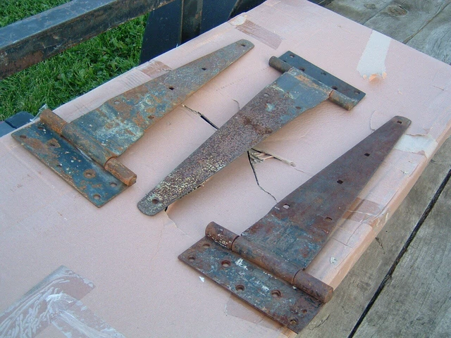 Barn Door Hinges, 3 pieces.  21” Length, unusual style ,vintage 2