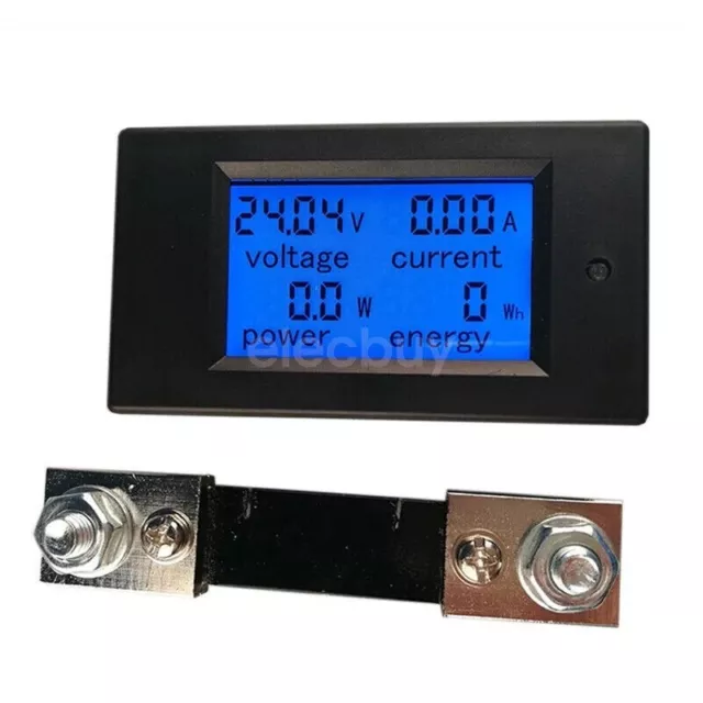 DC 6.5~100V 100A LCD Digital Combo Panel Display Volt Amp Power Watt Meter Shunt