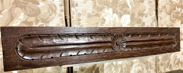 Decorative flower feather carving pediment Antique french architectural salvage