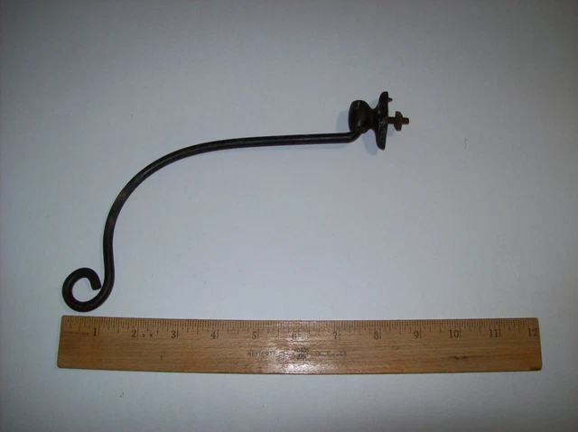 old vintage Cast Iron Hook Plant or Sign Hanger, Rustic Old 11