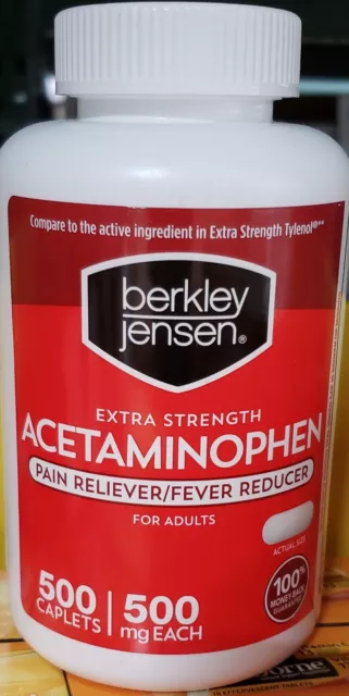 Berkley Jensen Ex Str. Pain Reliever Fever Reducer Acetaminophen 500 ct Exp 3/25