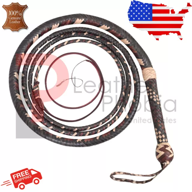 Kangaroo Hide Leather Bull Whip 06 Feet Long 12 Plaits Indiana Jones Bullwhip