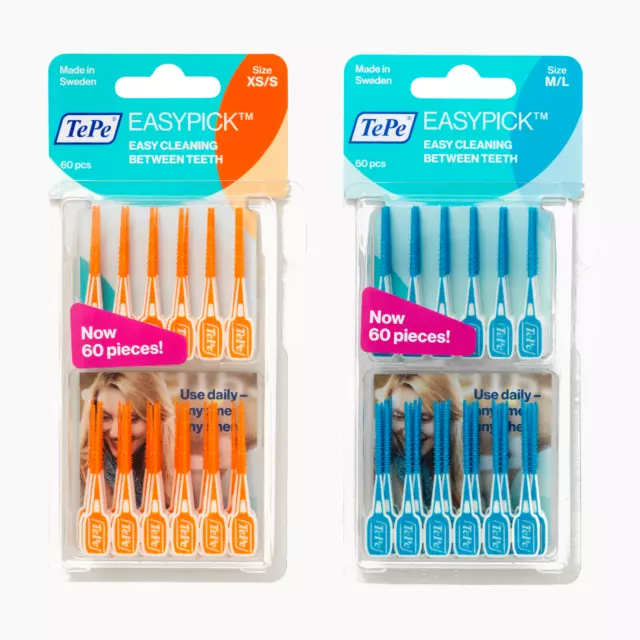 TePe EasyPick Interdental Brush 60 Brush Pack - Orange and Blue XS/X and M/L