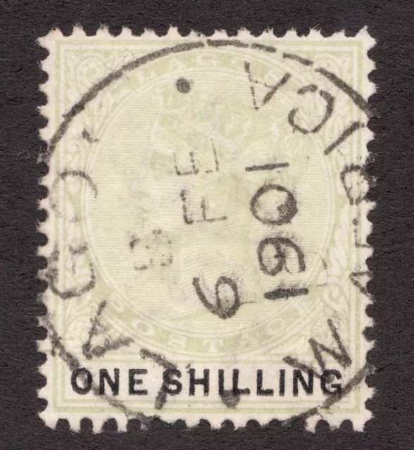 1887 Lagos Sc# 32 - One Shilling - Queen Victoria - Used VF - cv$27.50