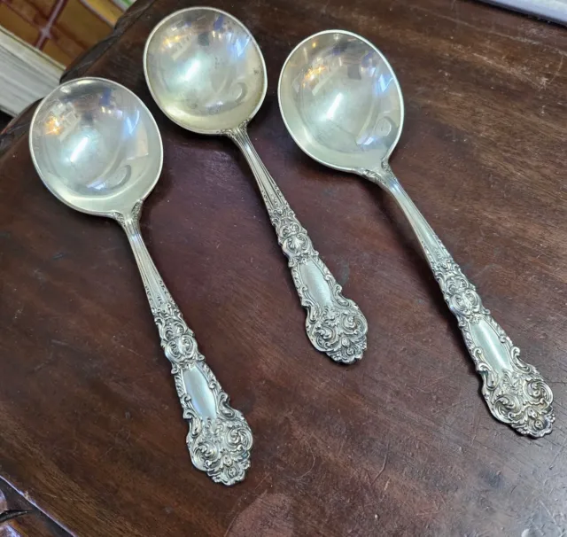 Reed & Barton French Renaissance Sterling Silver Cream Soup Spoons - Set of 3