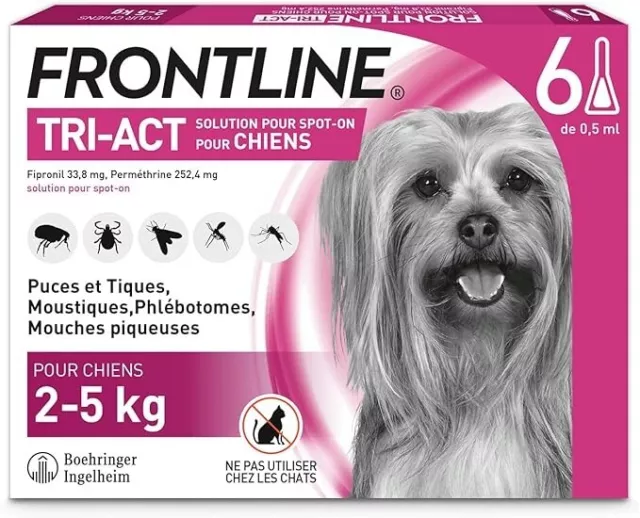 FRONTLINE Tri-Act Chien - Anti Puce tique Moustiques Radical en 6h 6 Pipettes