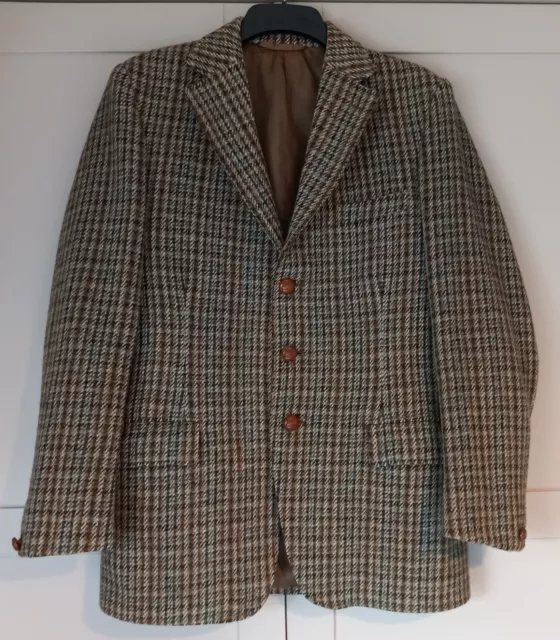 Vintage Dunn & Co Green and Brown Check Harris Tweed Jacket Size 36-38 Regular