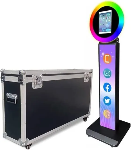 Black Tower Ipad Photo Booth Shell with Ring light for 10.2in 11in 12.9 in iPad