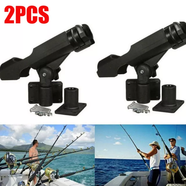 2X Fishing Rod Pole Mount Stand Bracket Holder For Kayak Canoe Boat Adjustable