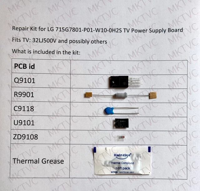 [LG2] KIT RÉPARATION TV LG 715G7801-P01-W10-0H2S EUR 16,00 - PicClick FR