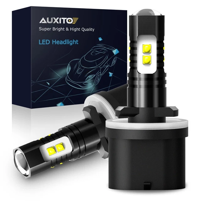 Pair AUXITO 880 LED Fog Light Bulbs Lamps Noiseless 6000K Xenon White CANBUS 50W