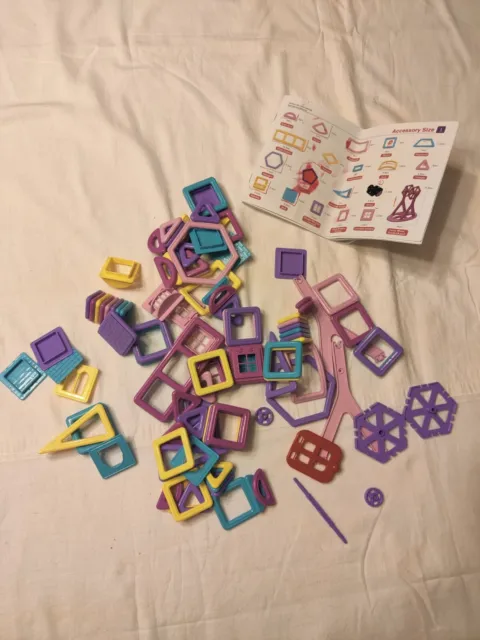 Castle Magnetic Building Blocks Magnet Tiles STEM Girls Pink Pieces and Parts