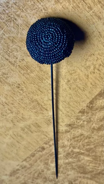 Victorian Beaded  Mourning  Hatpin Jet Black  Seed Beads