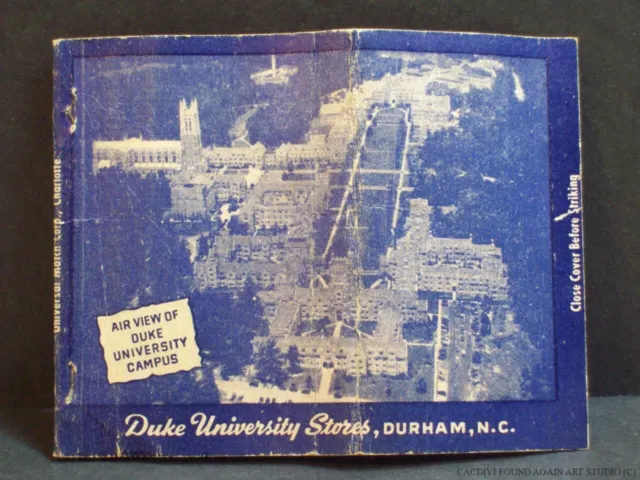 WWII Duke University Durham NC 1940s Matchbook Cover 40 Strike Royal Flash Vtg