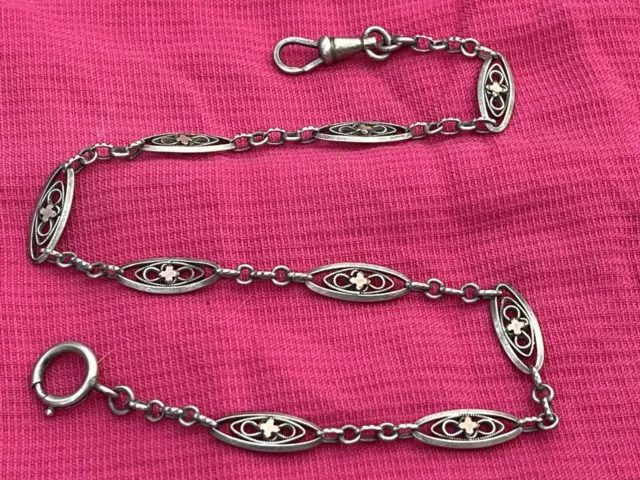 MAGNIFIQUE CHA NE DE Montre Gousset Ancienne argent silver