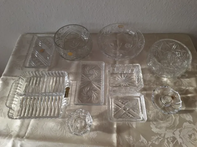 10 Bleikristall Teile Schalen, Platten, Kerzenhalter
