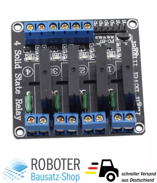 4 Kanal Solid State Relais Modul 5V/230VAC Low Level Trigger Arduino Raspberry