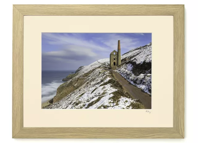 Snow at Wheal Coates in Cornwall. 7x5", A4 or A3 photograph mounted or framed.