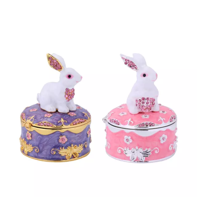 Boîte à bijoux en forme de lapin mignon, décoration pour boucles d'oreilles,