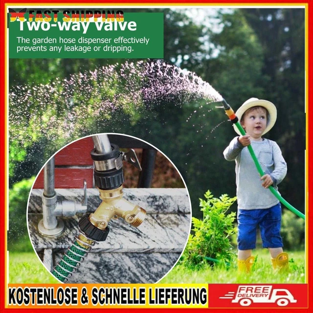 Garden Hose Splitter 2 Way Heavy Duty Brass Tap Connector Hose with 2 Washers