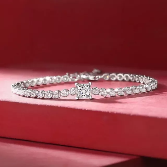 1ct Diamond Princess Bracelet White Gold Lab-Created Engagement Jewellery