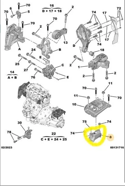 Supporto Alluminio Motore  Sinistro Motore Peugeot Citroen Opel 9807981180