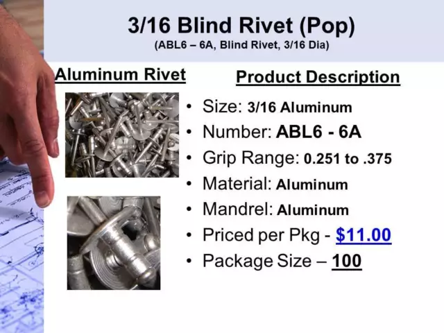 3/16 Aluminum Pop (Blind) Rivet