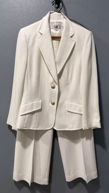LE SUIT PETITE 2 Pcs White Blazer/Jacket Pant Suit Set Size 6 ...