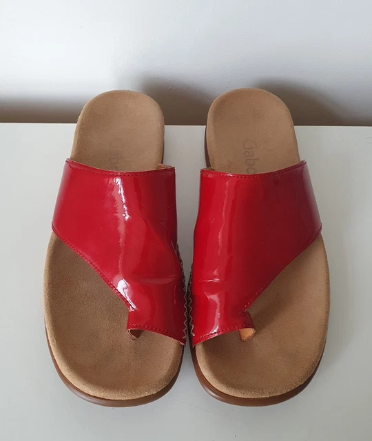 GABOR LANZAROTE LADIES Red Patent Leather Summer Mules Sandals Uk
