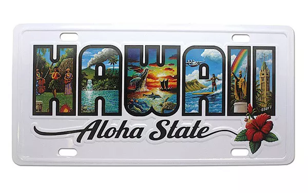 Hawaiian License Plate Hawaii Aloha State Novelty Island Wall Decor Tiki Bar NIB