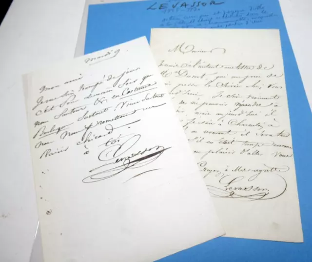 PIERRE LEVASSOR 2 X Autographe Signé 1840 ACTEUR CHANTEUR LABICHE CLAIRVILLE
