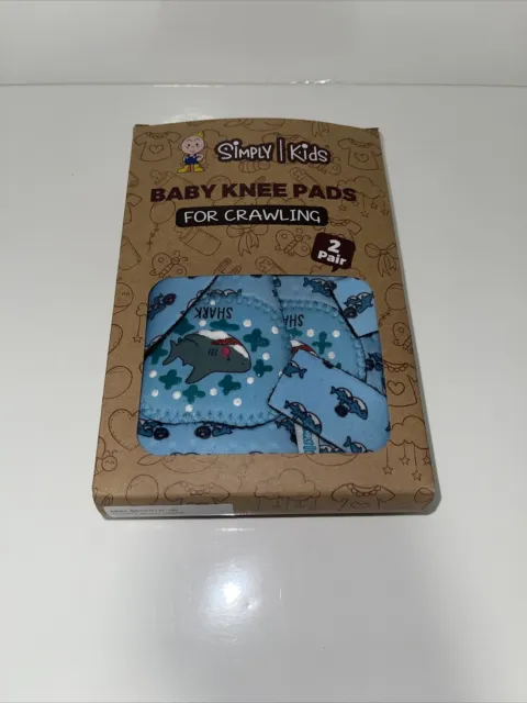 Simply Kids Baby Knee Pads For Crawling Blue Shark Boy 2 Pair