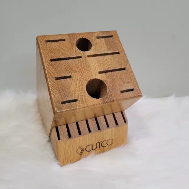 Cutco 1748 Homemaker 18 Slot Knife Block 8 Steak Knife Slots Honey Oak Wood