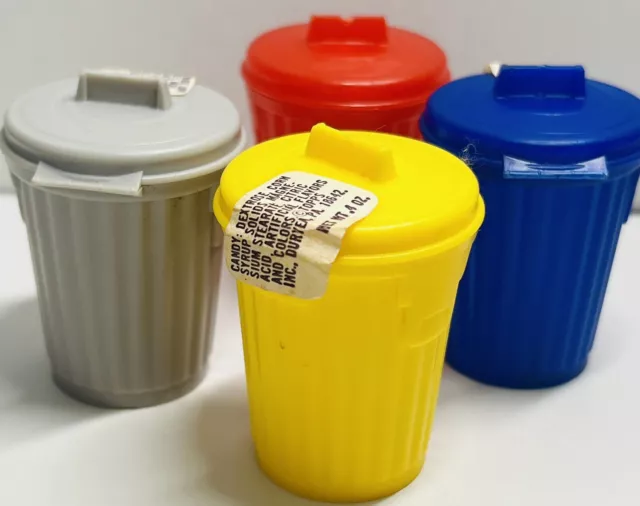 Topps Garbage Cans Candy Plastic Trash Container Fleer Gum Lot 4 Miniature Old Topps Garbage Cans Candy Plastic Trash Container Fleer Gum Lot 4 Miniature Old