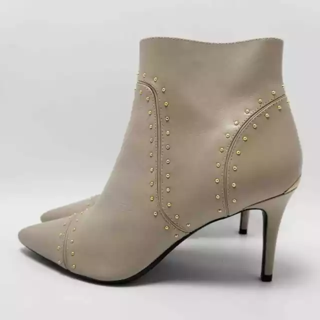 Calvin Klein Womens Grazia Ankle Boots Booties Beige Studded Pointed Toe Sz 9.5 2