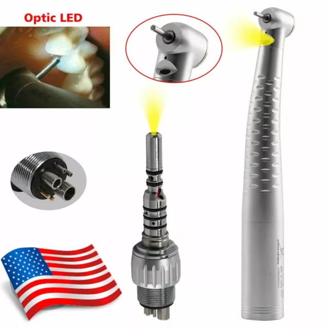 Dental LED Fiber Optic Handpiece Light Turbine + 6Holes Coupler Fit NSK USPS