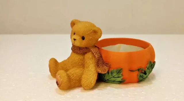 Avon Cherished Teddies 1998 Bear with Pumpkin Votive Holder "Autumn Tealight"🧸