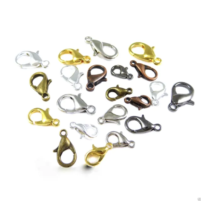 50 x 14mm Lobster Clasps Claw Jewellery Trigger Necklace Craft Making 3 Colours
