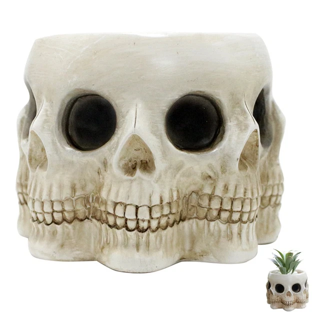 Vaso Da Fiori In Resina A Forma Di Teschio, Decorazione Di Halloween Vaso Da Fiori Retro A Forma Di~p145506042